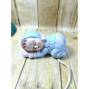 Vtg Lefton Sleeping Baby Night Light Portable Ceramic Lamp Butt Boy Japan